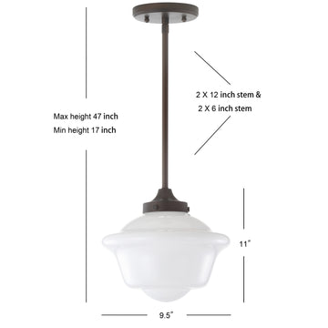 Kurtz School House Adjustable Drop Metal/Glass LED Pendant